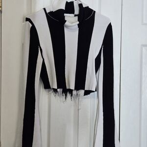 Black and White Striped Women's Sweater